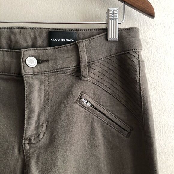 Club Monaco Stretchy Zipper Hem Skinny Leg Fit Jeggings Jeans Pants Green - Picture 4 of 11